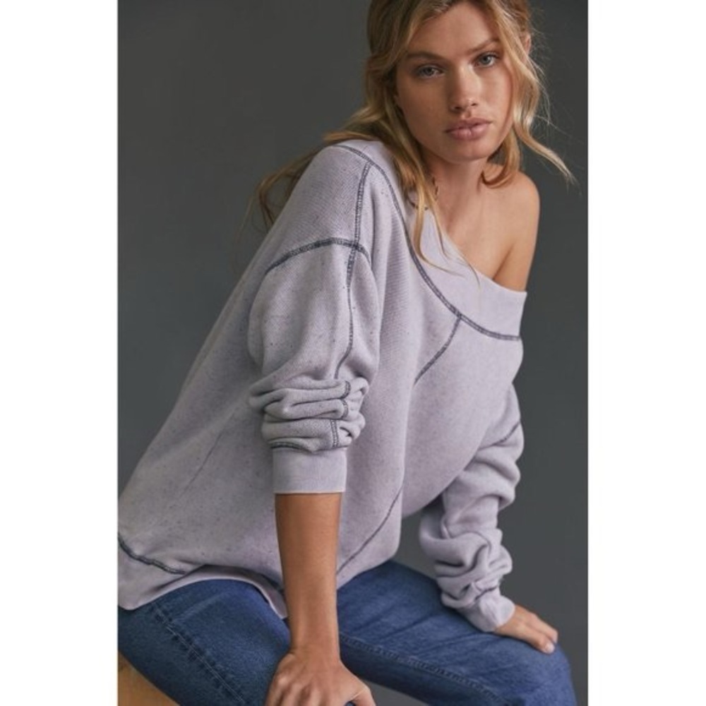 Anthropologie pilcro off the shoulder slouchy sweatshirt lilac XXS